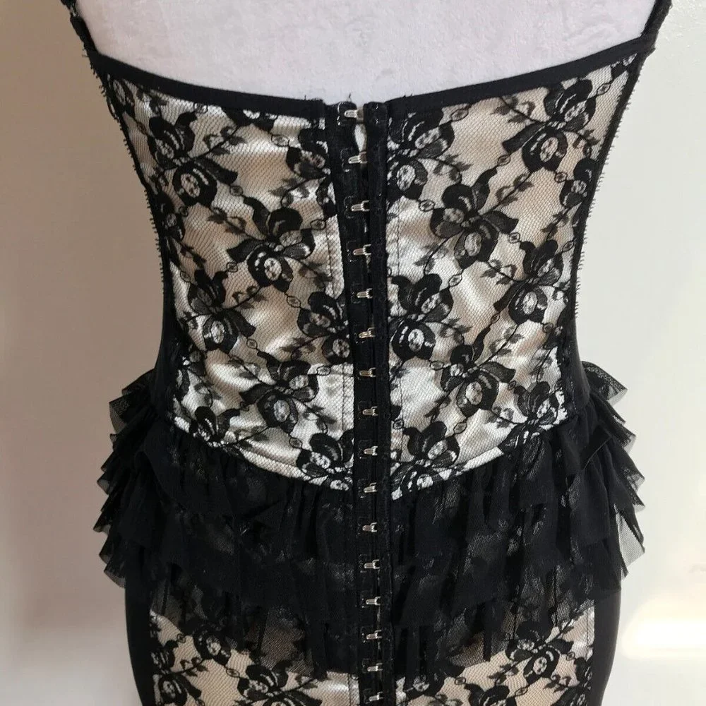 Lip Service Vintage Vaudeville Vamps Gothic Victorian Lace & Mesh Dress XS - Picture 7 of 8